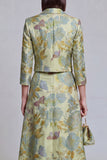 Sage Green Floral 2 Piece Notched Lapel Women's Skirt Suits with Pockets