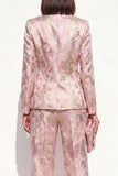 Blush Floral Peak Lapel 2 Piece Double Breasted Women Suits with Pockets