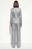 Blush Floral Peak Lapel 2 Piece Double Breasted Women Suits with Pockets