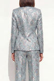 Blush Floral Peak Lapel 2 Piece Double Breasted Women Suits with Pockets
