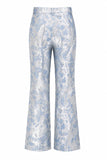 2 Piece Dusty Blue Floral Double Breasted Peak Lapel Women Suits