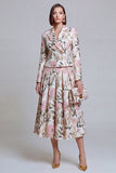 2 Piece Ivory Yellow Flower Peak Lapel Women's Skirt Suits with Pockets