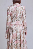 2 Piece Ivory Yellow Flower Peak Lapel Women's Skirt Suits with Pockets