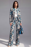 Dusty Green Open-front 2 Piece Slim Fit Floral Women's Suits