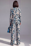 Dusty Green Open-front 2 Piece Slim Fit Floral Women's Suits