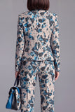 Dusty Green Open-front 2 Piece Slim Fit Floral Women's Suits