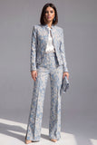 Dusty Green Open-front 2 Piece Slim Fit Floral Women's Suits