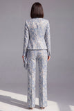 Dusty Green Open-front 2 Piece Slim Fit Floral Women's Suits
