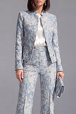 Dusty Green Open-front 2 Piece Slim Fit Floral Women's Suits