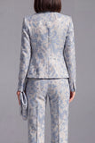 Dusty Green Open-front 2 Piece Slim Fit Floral Women's Suits