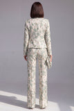 Dusty Green Open-front 2 Piece Slim Fit Floral Women's Suits
