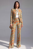 Dusty Green Open-front 2 Piece Slim Fit Floral Women's Suits