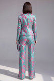 Dusty Green Open-front 2 Piece Slim Fit Floral Women's Suits