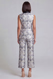 Blue 2 Piece Shawl Lapel Floral Double Breasted Women's Suits with Pockets