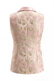 Floral Pink 2 Piece Shawl Lapel Double Breasted Prom Suits with Pockets