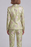 2 Piece Sage Green Shawl Lapel Floral Women's Suits