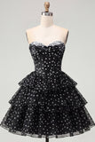 White A-Line Sweetheart Corset Tiered Ruched Homecoming Dress