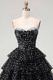 White A-Line Sweetheart Corset Tiered Ruched Homecoming Dress