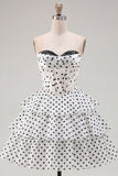 White A-Line Sweetheart Corset Tiered Ruched Homecoming Dress
