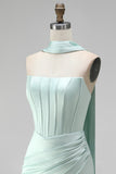 Mint Strapless Bodycon Corset Homecoming Dress with Slit