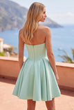 A-Line Mint Strapless Corset Homecoming Dress