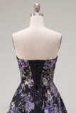 Sweetheart Black A-Line Floral Homecoming Dress with Sequins
