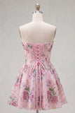 Sweetheart Black A-Line Floral Homecoming Dress with Sequins