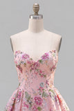 Sweetheart Black A-Line Floral Homecoming Dress with Sequins