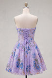 Sweetheart Black A-Line Floral Homecoming Dress with Sequins