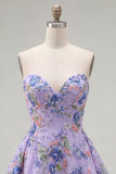 Sweetheart Black A-Line Floral Homecoming Dress with Sequins