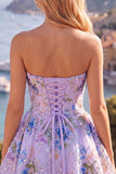 Sweetheart Black A-Line Floral Homecoming Dress with Sequins
