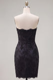 Black Strapless Bodycon Homecoming Dress with Bow
