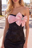 Black Strapless Bodycon Homecoming Dress with Bow