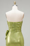 Green Strapless Bodycon Sheer Corset Metallic Homecoming Dress with 3D Flowers