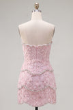 Sweetheart Pink Bodycon Homecoming Dress with Beading