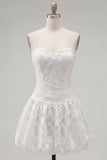 A-Line White Sweetheart Floral Homecoming Dress