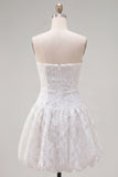 A-Line White Sweetheart Floral Homecoming Dress