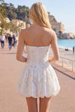 A-Line White Sweetheart Floral Homecoming Dress