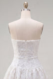 A-Line White Sweetheart Floral Homecoming Dress