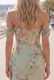 Black Off the Shoulder Bodycon Floral Homecoming Dress with Sash