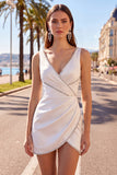 Black Bodycon V-Neck Ruched Mini Homecoming Dress with Beading