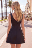 Black Pink A-Line V-Neck Short Homecoming Dress with Rhinestones