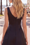 Black Pink A-Line V-Neck Short Homecoming Dress with Rhinestones
