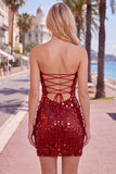 Sparkly Gold Strapless Sequin Bodycon Homecoming Dress