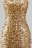Sparkly Gold Strapless Sequin Bodycon Homecoming Dress