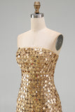 Sparkly Gold Strapless Sequin Bodycon Homecoming Dress