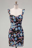Yellow Floral Sequin Embroidered Sweetheart Bodycon Homecoming Dress