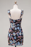 Yellow Floral Sequin Embroidered Sweetheart Bodycon Homecoming Dress
