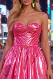 Metallic Green A-Line Sweetheart Corset Ruched Homecoming Dress