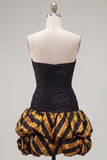 Black Golden Bodycon Sweetheart Homecoming Dress with Ruffles